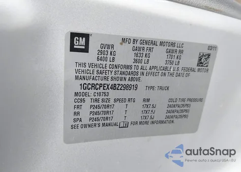 2011 Chevrolet Silverado 1500 Work Truck from USA, damaged, VIN 1GCRCPEX4BZ298919